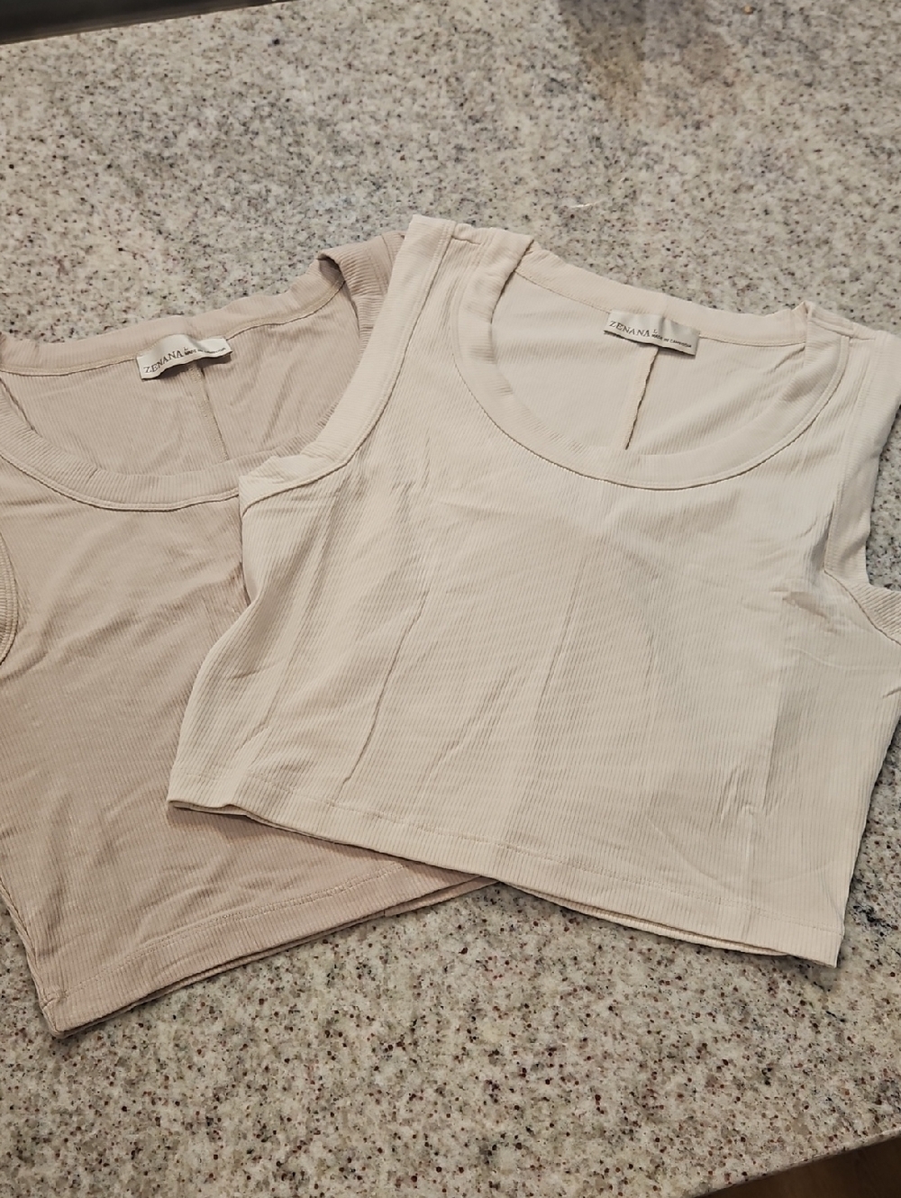 Zenana Outfitters Ribbed Cropped Tank Tops - Beige & Creamtags. (NEW)
